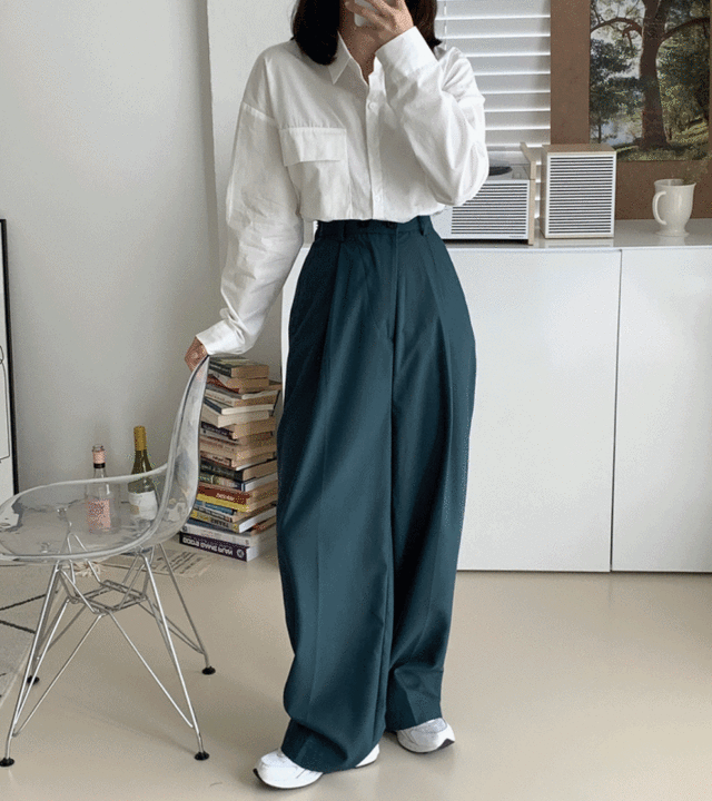 uniqueon-미니 랩 맥시 하이 와이드 슬랙스PT [I0067]♡韓國女裝褲